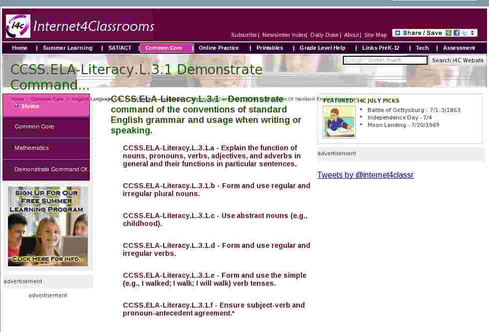 Command Class 3rd CCSS.ELA-Literacy.L.3.1 Demonstrate Command Of The Conventions Of