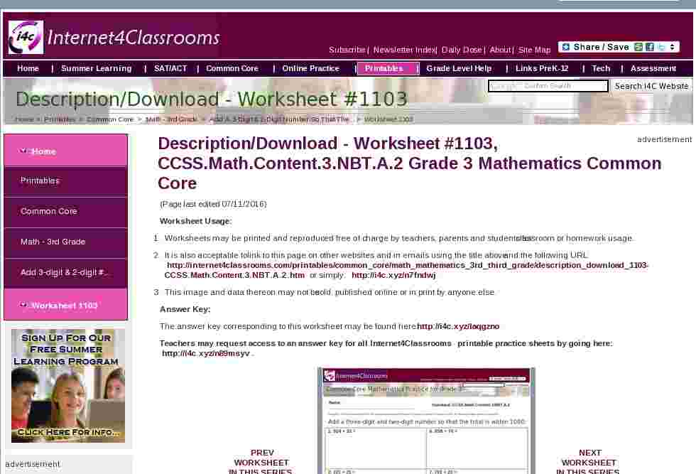 Free K-12 Worksheets And More Answer Key