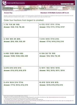 Answer Key Download - Worksheet #30335. CCSS.Math.Content.3.NF.A.3.d