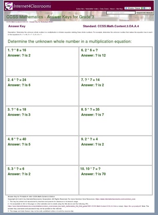 Answer Key Download - Worksheet #5801. CCSS.Math.Content.3.OA.A.4