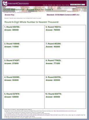 Answer Key Download Worksheet 10982 Ccss Math Content 4