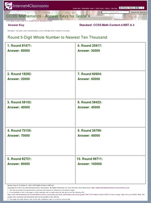 Answer Key Download - Worksheet #13947. CCSS.Math.Content.4.NBT.A.3