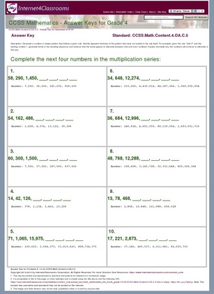 Answer Key Download - Worksheet #14124. CCSS.Math.Content.4.OA.C.5