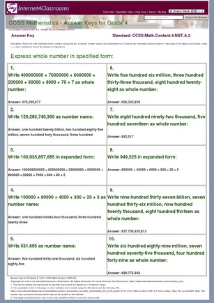 Answer Key For Zearn 4Th Grade / Answer Key Download - Worksheet #30461
