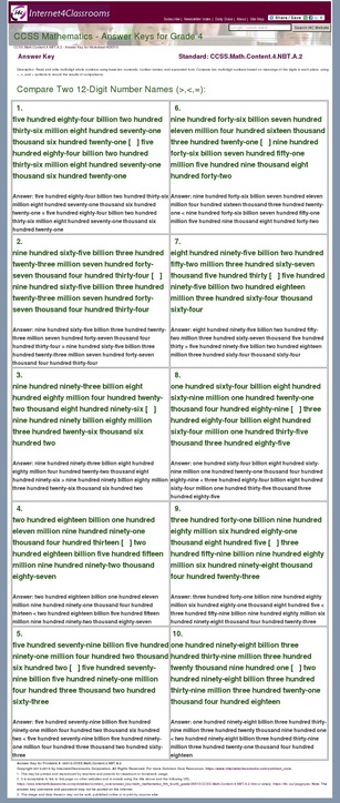 Answer Key For Zearn 4Th Grade : Answer Key Download ...