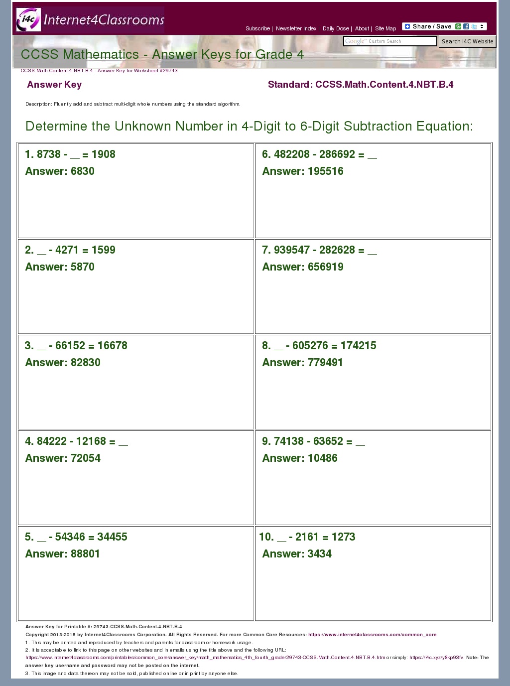 Answer Key Download - Worksheet #29743. CCSS.Math.Content ...