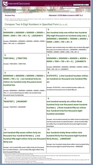 Answer Key Download - Worksheet #30403. CCSS.Math.Content.4.NBT.A.2