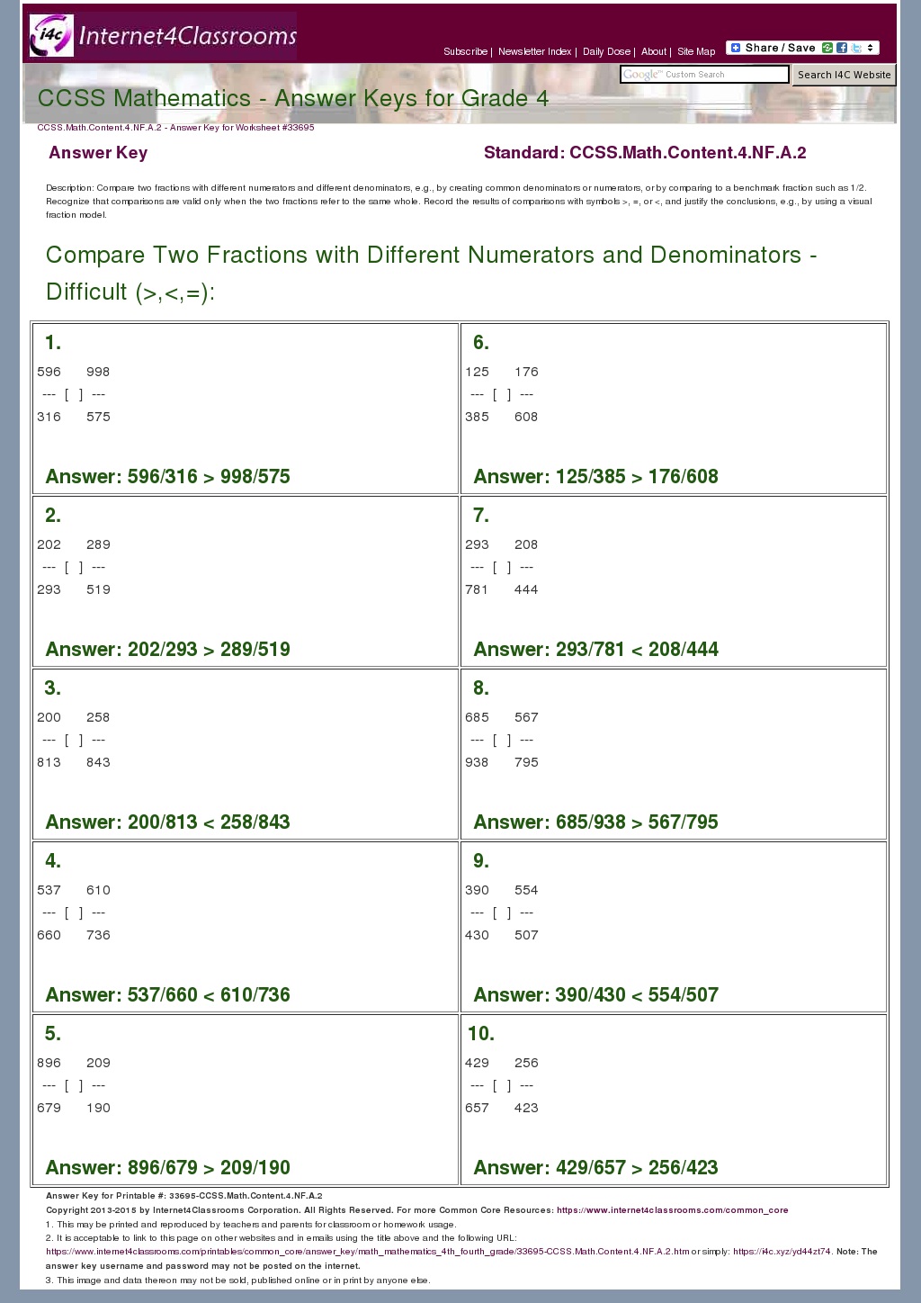 Answer Key For Zearn 4Th Grade - 4th Grade Go Math ...