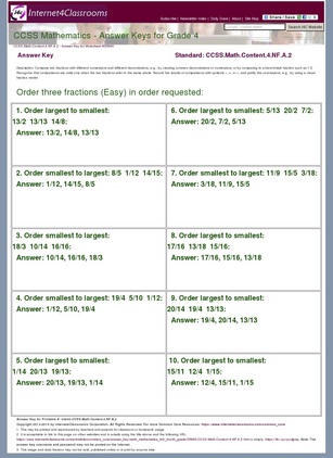Answer Key Download - Worksheet #33940. CCSS.Math.Content.4.NF.A.2