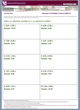Answer Key Download Worksheet 13303 Ccss Math Content 5