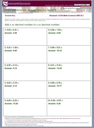 Answer Key Download Worksheet Ccss Math Content 5 Nbt B 7 Answer Key Download Worksheet Ccss Math Content 5 Nbt B 7
