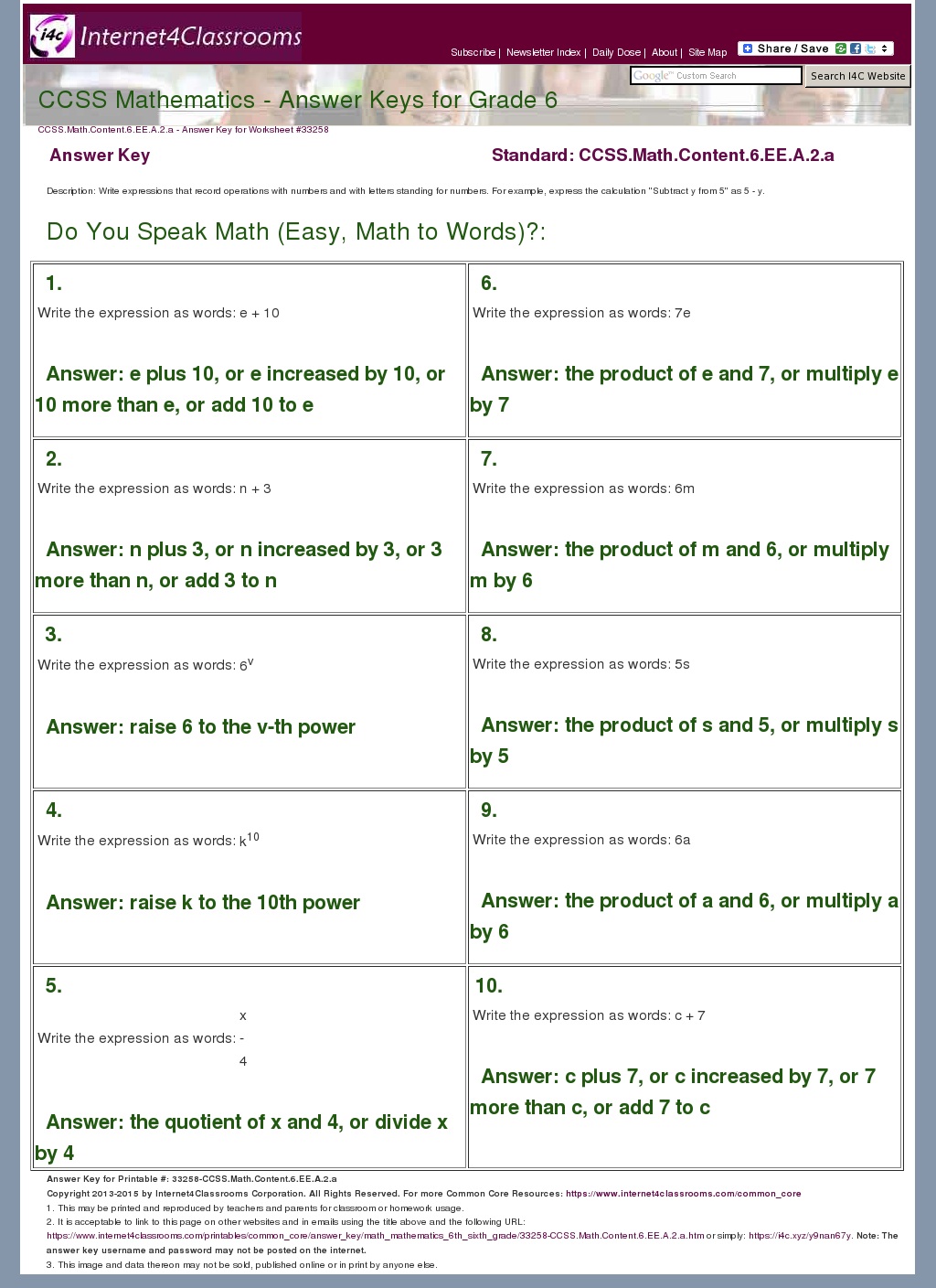 6Th Grade Math Answer Key - nussiodesign