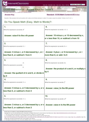 6th grade math book answers