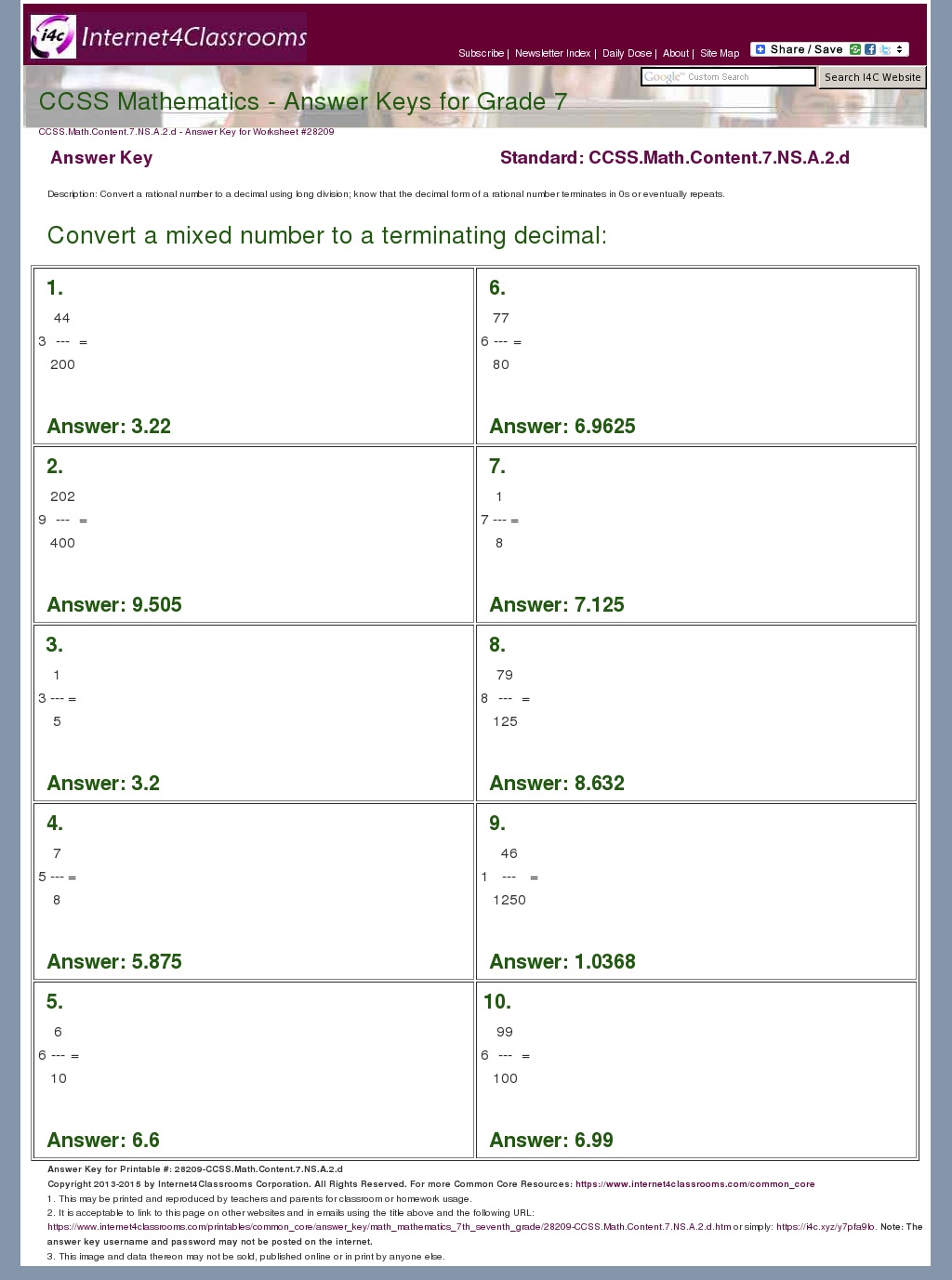 Answer Key Download Worksheet 28209. CCSS.Math.Content.7.NS.A.2.d