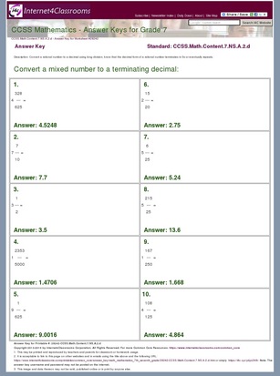 Answer Key Download Worksheet 28242 Ccss Math Content 7