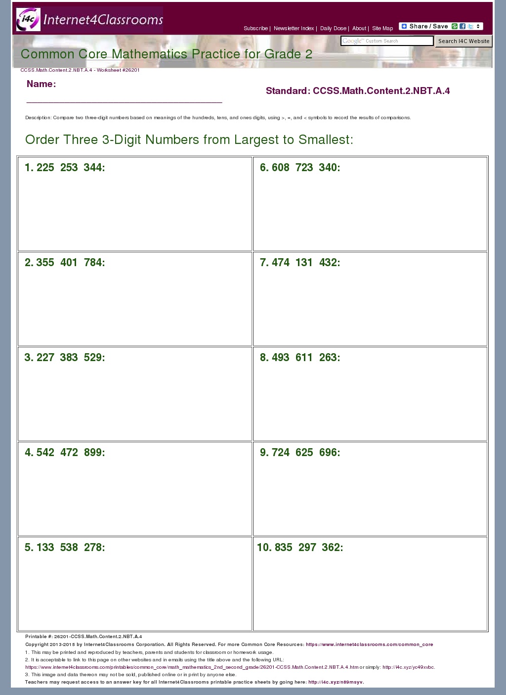 4 Nbt 2 Worksheets Answers