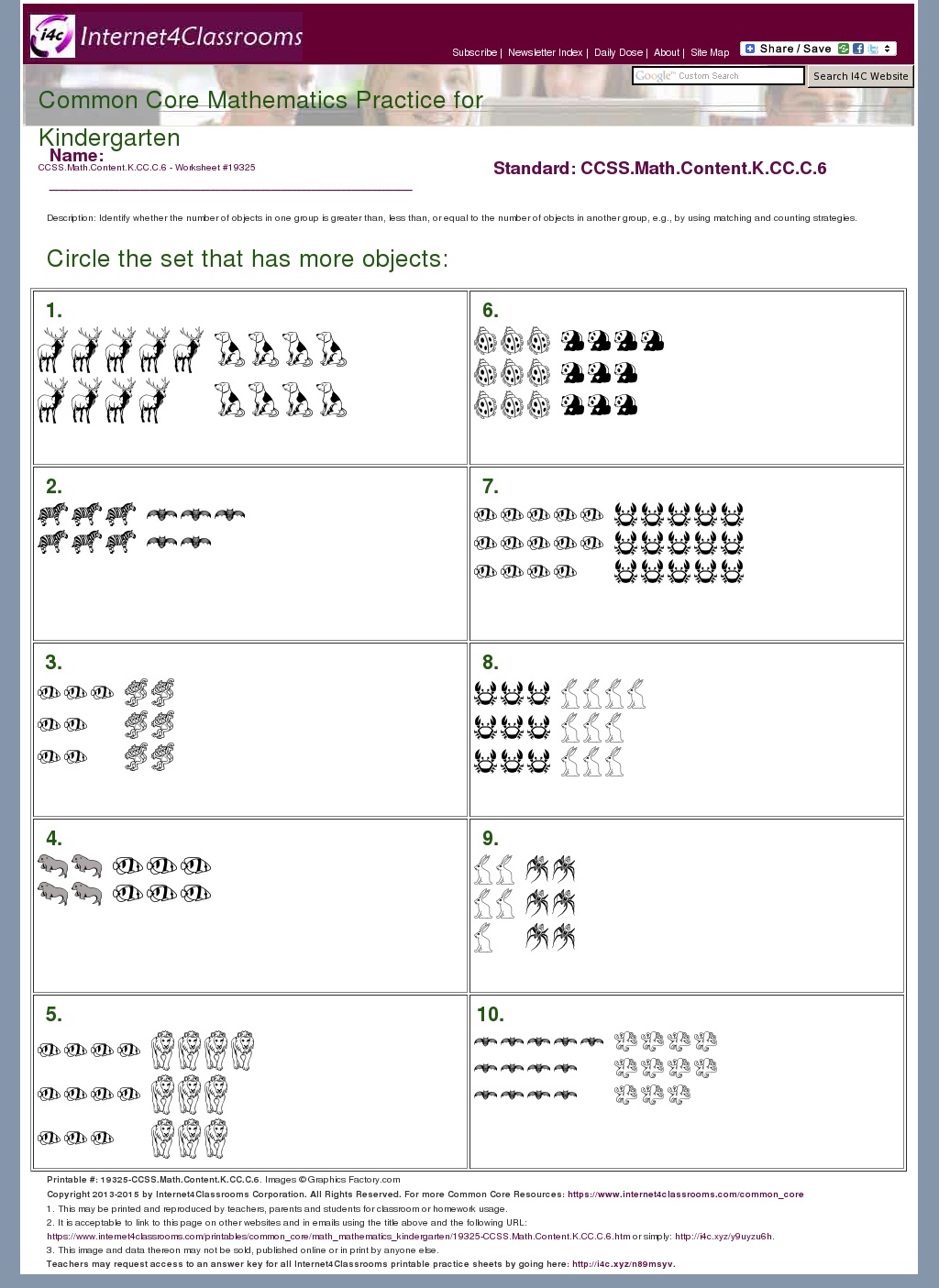 Description Download Worksheet CCSS Math Content