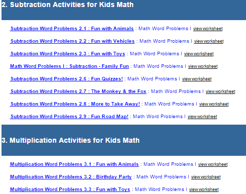 First Grade Interactive Math Skills - Word Problems