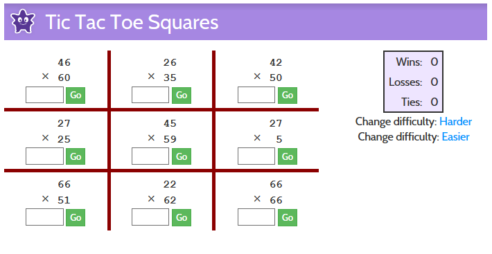 Multiplication Tic Tac Toe in 3 Acts