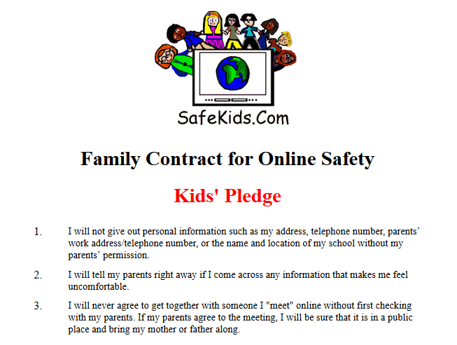 Safety internet rules of Kids and