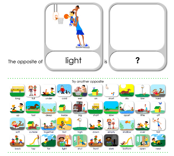 First Grade Language Arts Skills Opposites