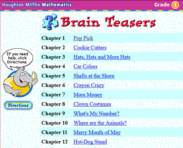 Houghton Mifflin Brain Teasers Grade 1. Houghton Mifflin Brain Teasers Grad...