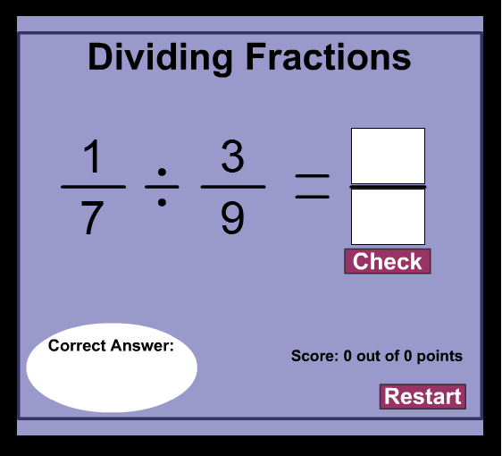 Sixth Grade Interactive Math Skills - Divide Fractions