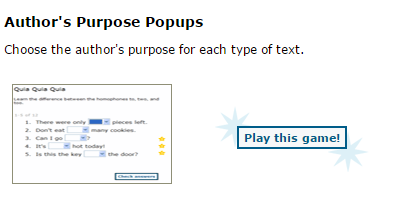 Author's Purpose Game {3 Types} for Literacy Centers: U-Know