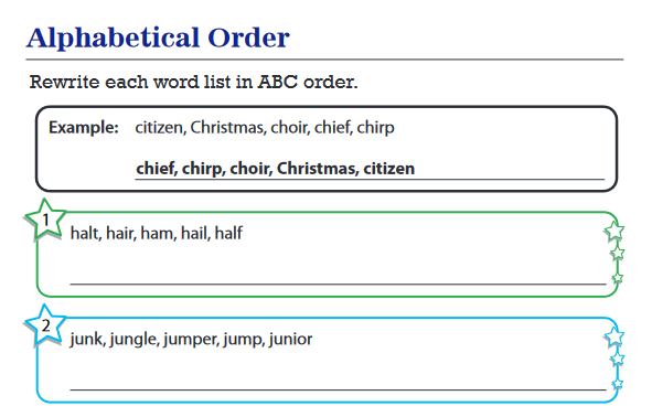 example alphabetical order